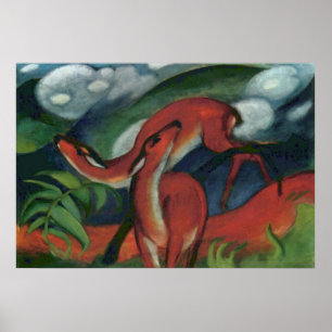 Poster Franz Marc - Red Deer II 1912 Forêt Animal fawn