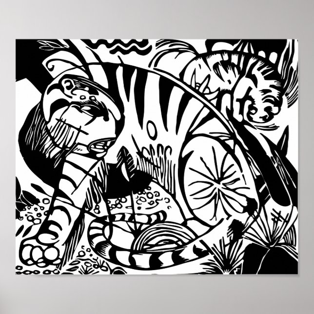 Poster Franz Marc - Tigre noir et blanc - Art Abstrait (Devant)