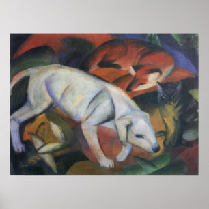 Poster Franz Marc - Trois animaux 1912 chien renard chat 