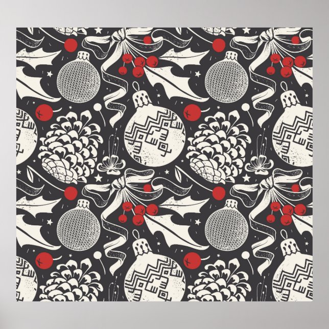 Poster Frappe De Noël : Pin De Mistletoe Sans Seamless. (Devant)