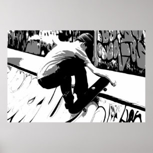Poster Frapper la rampe - Skateboardeur