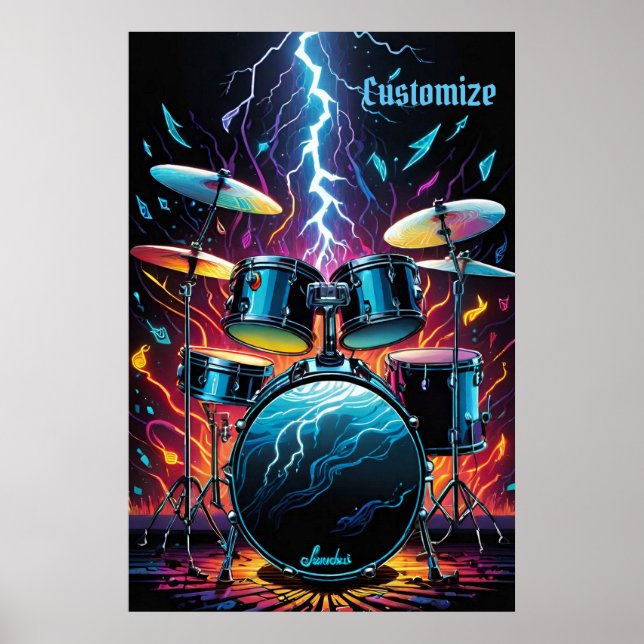 Poster Frapper Un Ensemble De Tambours (Devant)