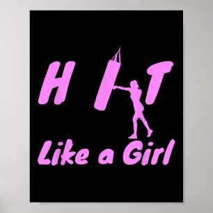 Poster Frappez comme une fille Boxe Kickboxing Mma Cadeau