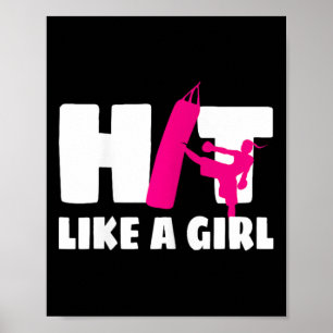 Poster Frappez comme une fille de kick-boxing arts martia