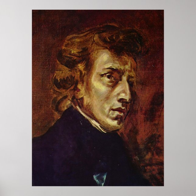 Poster Frederic Chopin Portrait par Eugene Delacroix (Devant)