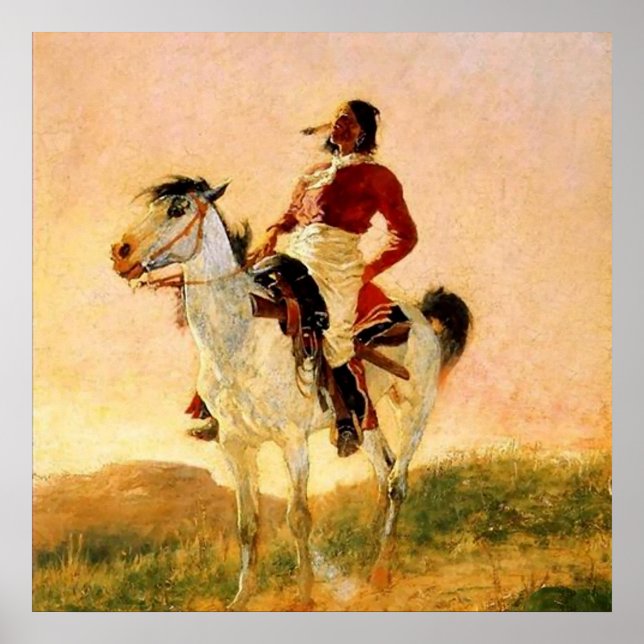 Poster Frederic Remington Art occidental "Comanche modern (Devant)