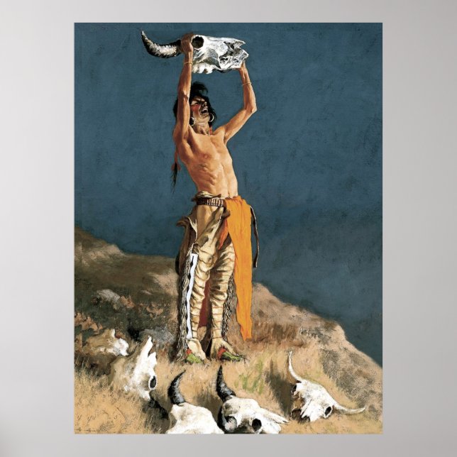 Poster Frederic Remington Art "Revenir au bison (Devant)