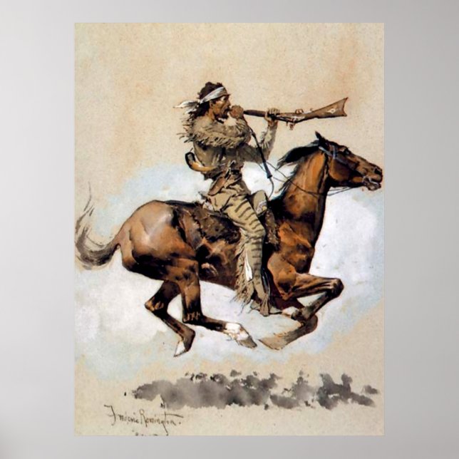 Poster Frédéric Remington "Chasseur de bison à cracher la (Devant)