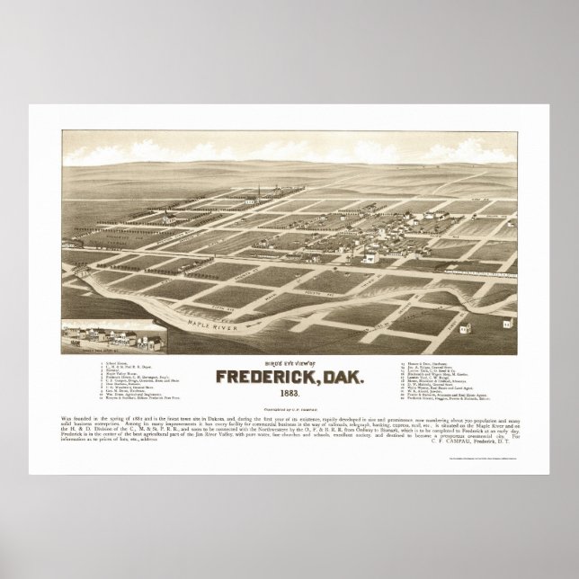Poster Frederick, SD Carte panoramique - 1883 (Devant)