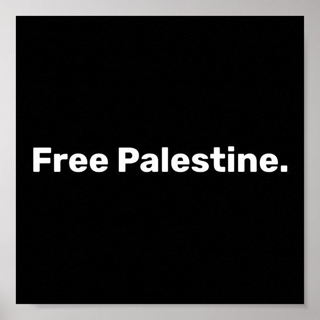 Poster Free Palestine simple texte soutenant Gaza (Devant)