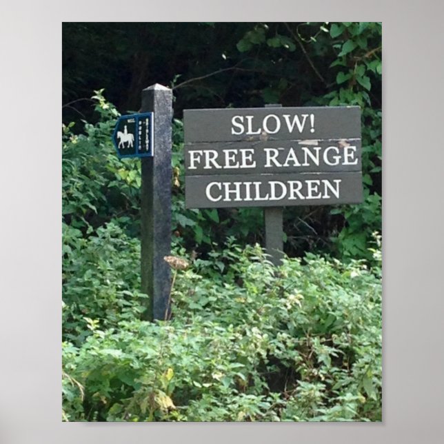 Poster Free Range Children signe, amusant (Devant)