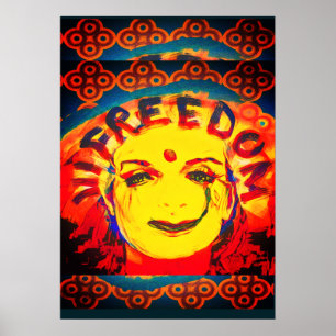 Poster Freedom Face souriante jaune