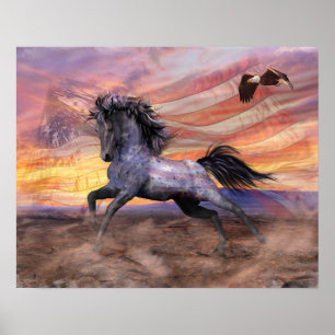 Poster Freedom Mustang 20"x16" Value, Matte - voir les op