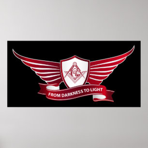 Poster Freemasonry symbol and shield