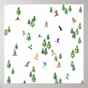 Poster Freeride Snowboarder Illustration de snowboard