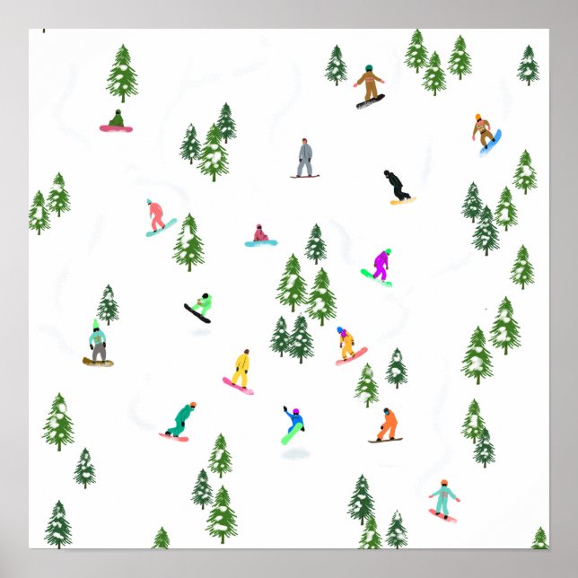 Poster Freeride Snowboarder Illustration de snowboard (Devant)
