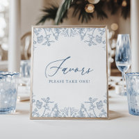French Blue Chinoiserie Floral Fête des mariées Fa