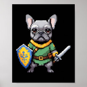 Poster French Bulldog Comme Retro Vidéo Caractère De Jeu