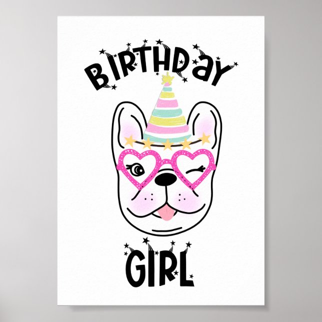 Poster French Bulldog Fête d'anniversaire (Devant)