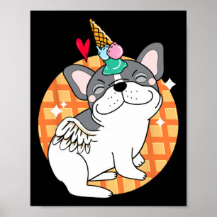 Poster French Bulldog Ice Cream Frenchie Anniversaire