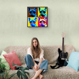 Poster French bulldog painting in pop art style
