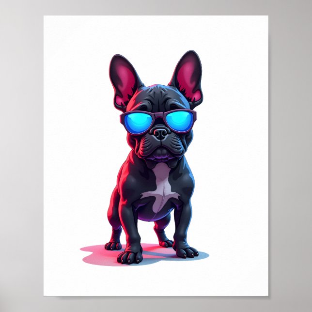 Poster French Bulldog SciFi avec lunettes de soleil Cool (Devant)