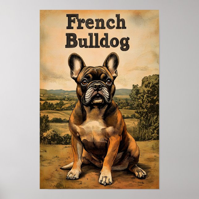 Poster French Bulldog Vintage Art (Devant)