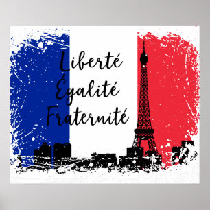 Poster French Flag Liberté Egaliteé Fraternité Eiffel