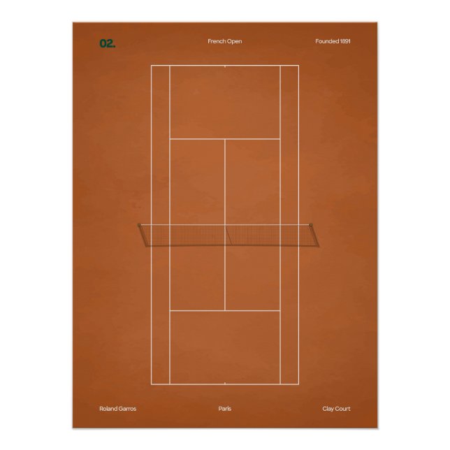 Poster French Open Clay Tennis Court (Devant)