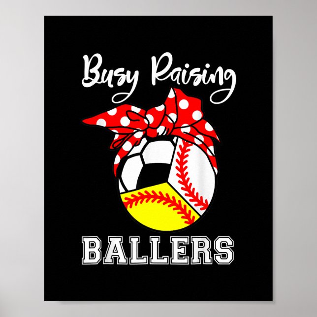 Poster Fréquente Raising Ballers Funny Baseball Softball (Devant)