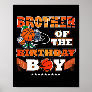 Poster Frère De L'Anniversaire Garçon Bysketbyll Joueur B