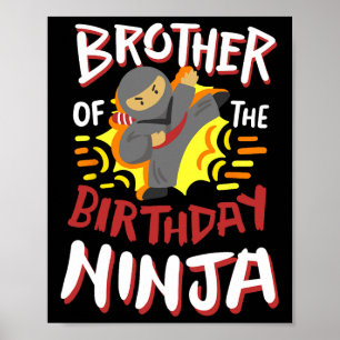 Poster Frère De L'Anniversaire Ninja Karate Enfants Anniv