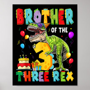 Poster Frère Des Trois Rex 3e Anniversaire Dinosaur