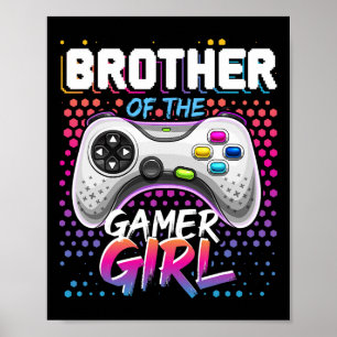 Poster Frère Du Gamer Girl Matching Vidéo Jeu Birt