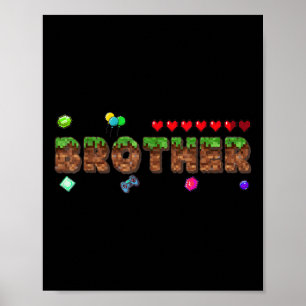 Poster Frère du garçon d'anniversaire jeu de pixels appar