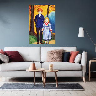 Poster Frère et soeur dans la forêt   Art AI