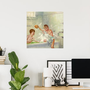 Poster Frères vintages, Enfants, Garçons se baladant dans