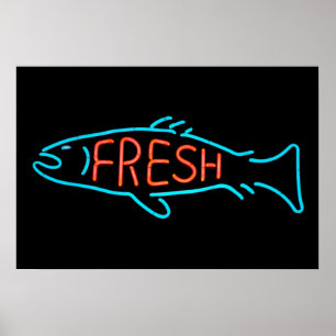 Poster Fresh Fish Neon Sign