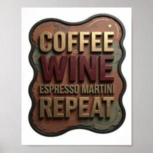 Poster Fresh Gold CAFÉ VIN ESPRESSO MARTINI RÉPÉTER