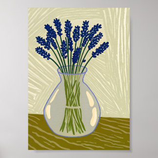 Poster Fresh Lavender in Glass Vase Art Print Minimalist