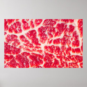 Poster Fresh raw beef steak marbled meat texture close up