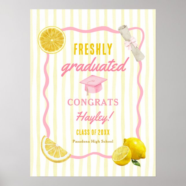 Poster Freshly Graduated Grad Party Printable Welcome (Devant)