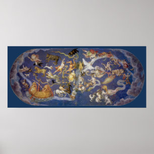 Poster Fresque céleste d'astronomie vintage, constellatio