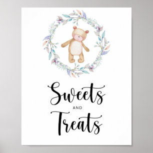 Poster friandises petit ours baby shower 