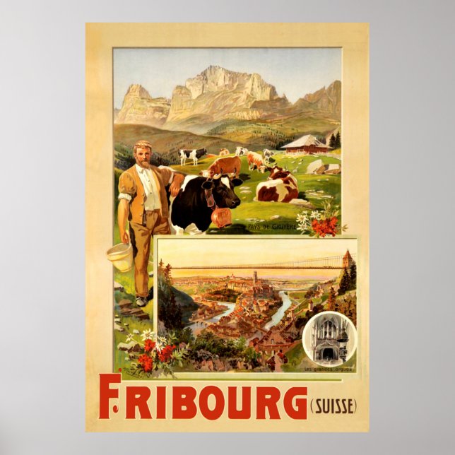 Poster Fribourg, la Ville et ses environs, Suisse (Devant)