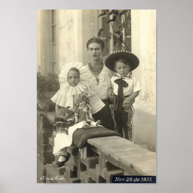 Poster Frida Kahlo avec enfants (Devant)