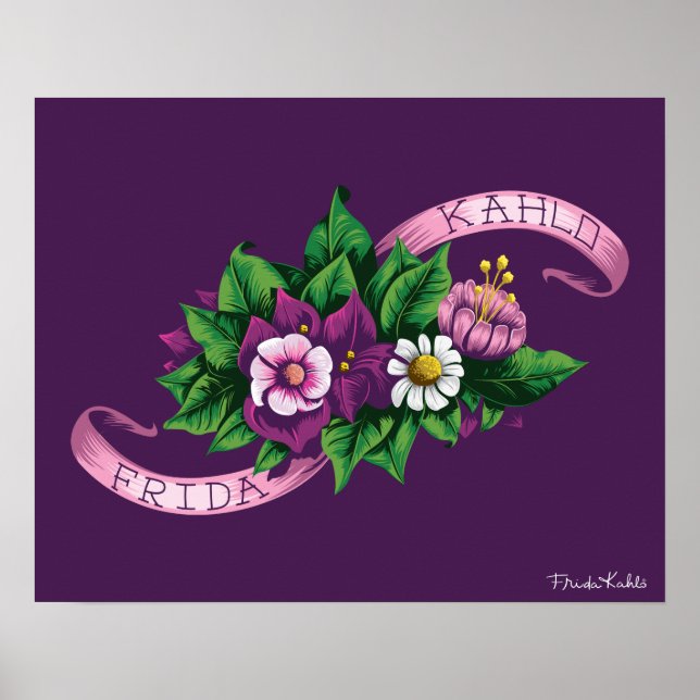 Poster Frida Kahlo | Bouquet floral pourpre (Devant)
