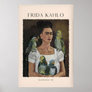Poster Frida Kahlo Moi et mes perroquets autoportrait Art