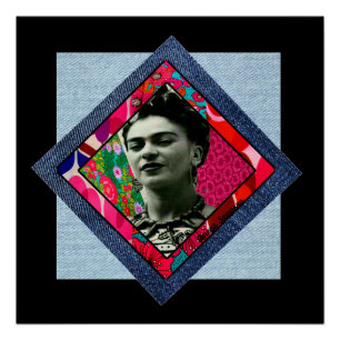 Poster Frida Kahlo Retro Pink Denim