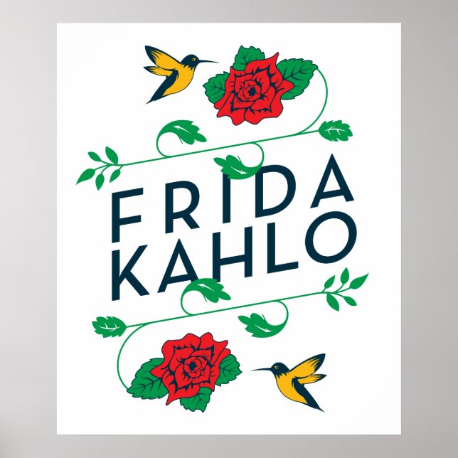 Poster Frida Kahlo | Typographie florale (Devant)
